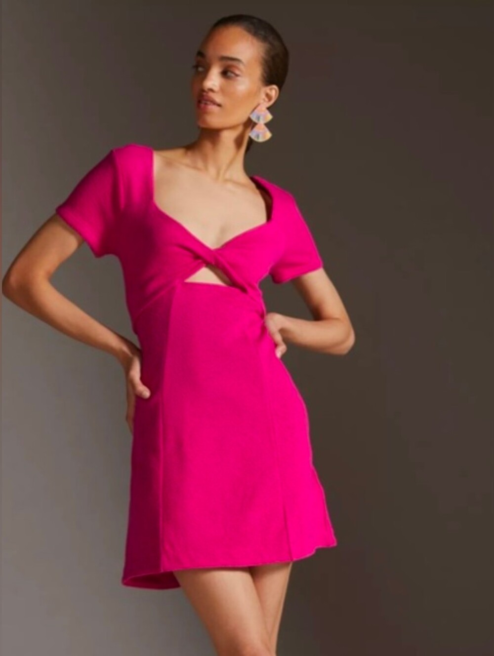 Anthropologie Maeve Cut-Out Mini Dress Pink | Size XS